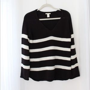 Black Sweater with White stripes